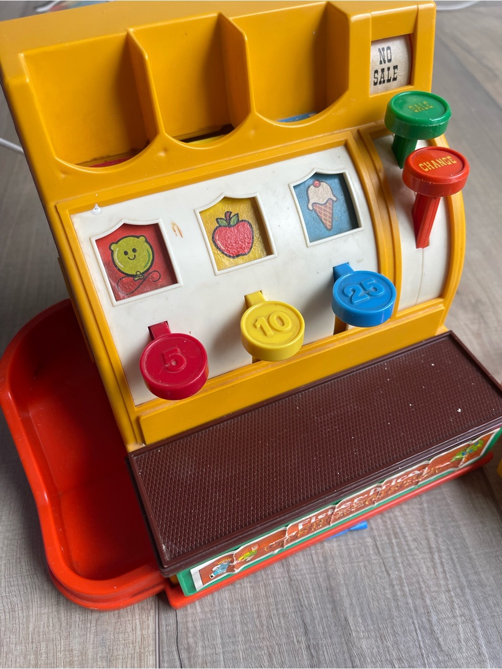 Vintage 1974 Fisher Price Cash Register 926 Toy With Coins USA Works